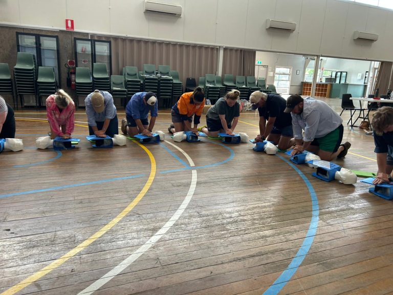 Sunshine Coast business clients completing group first aid training at IRFA — HLTAID011 team certification, group discounts, RTO 32154