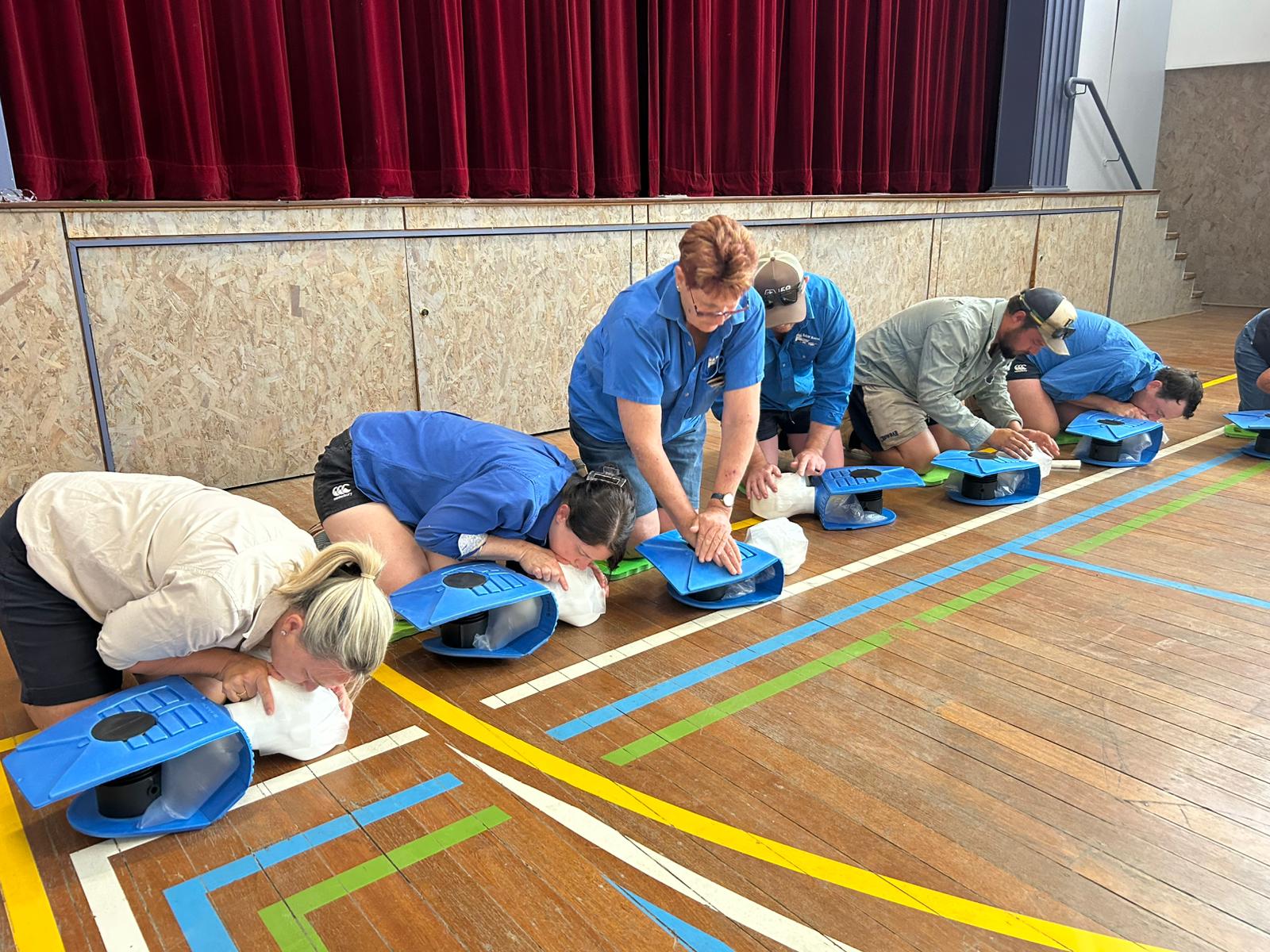 Hands-on CPR training — chest compression practice